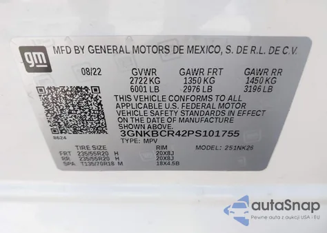 2023 Chevrolet Blazer Fwd 2Lt z USA, uszkodzony, nr VIN 3GNKBCR42PS101755